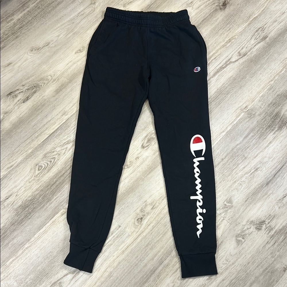 Champion Classic Black Signature Logo Tapered Joggers Sweatpants | Women’s Sz S